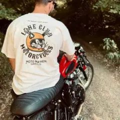 LONE CLUB MOTOR CYCLES バイカー高品質Tシャツ【L】