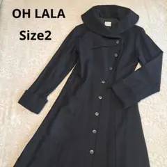 OH LALA ブラック ビックカラーロングコートSize2