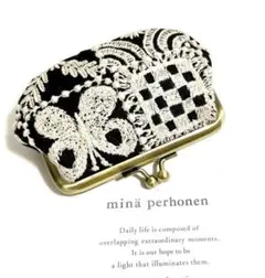 ミナペルホネンForest tile/希少チャコール がま口 お財布カードポーチ