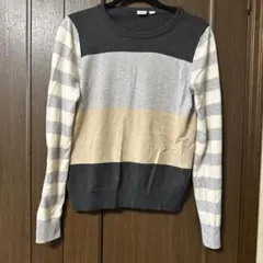 GAP M 長袖セーター グレー ストライプ