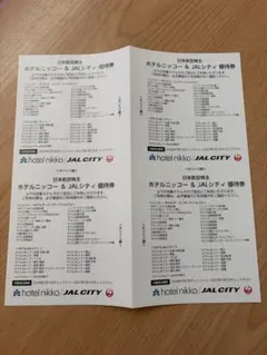 JAL 日本航空 株主優待 ホテルニッコー＆JALシティ優待券 4枚のサムネイル