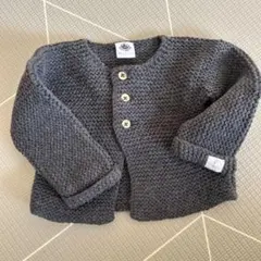 プチバトー　67cm ダークグレー ニットカーディガン
