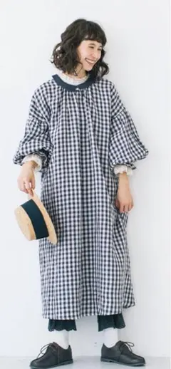 【kazumi×SamansaMos2】リネン2Wayワンピース 麻 チェック