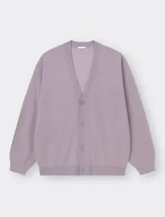 GU ウォッシャブルシアーニットカーディガン 長袖 パープル Lサイズ