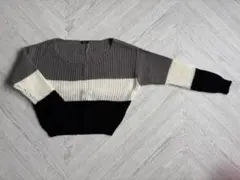 【最終価格】ニット　白黒グレー　ショート丈