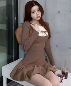 Darich ダーリッチ ダブルリボンドッキングバルーンミニワンピース