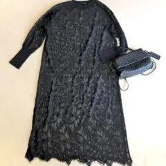 月末セール♡美品♡ OSMOSIS loafブラック レースロングワンピース