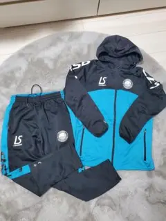 フード付きジャケットとパンツセット S ブラック/ターコイズ