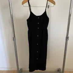 フロントボタン キャミワンピース ブラック