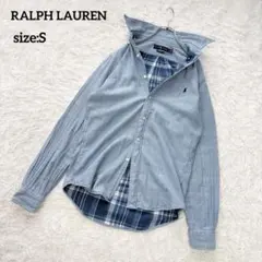 RALPH LAUREN ボタンダウンシャツ ガーゼシャツ インディゴブルー S