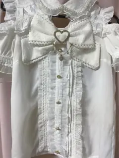 LIZLISA ビッグリボンオープンショルダーブラウス ホワイト