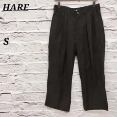i208 ハレ【S】ツータッククロップドパンツ ベルトループ 紐 ブラックのサムネイル