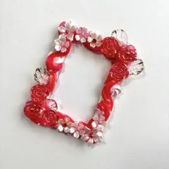 【No.336】ホイップデコ　トレカケース　硬質ケース　赤　ピンク　薔薇　花