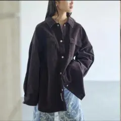 LEPSIM コーデュロイBIGシャツ レプシィム　ダークブラウンのサムネイル