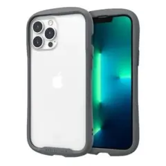 iPhone13 14 ケース グレー iFace風 背面クリア 格安