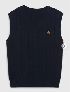 【美品】Baby GAP リラックスケーブルニット ベスト ネイビー 80cm