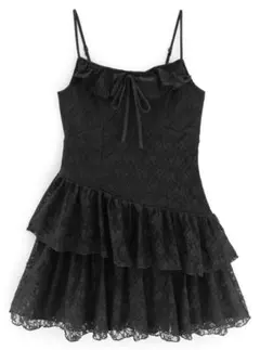 GRL 花柄レースフリルキャミソールミニワンピース[dk1348]