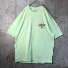 B1985古着　Tシャツ バックプリント　黄緑　90s Y2K