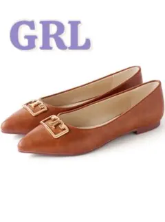 GRL グレイル ポインテッドトゥ バックル フラット パンプス