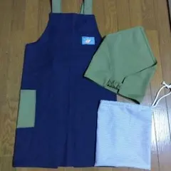 新品 130〜140 キッズエプロン&三角巾