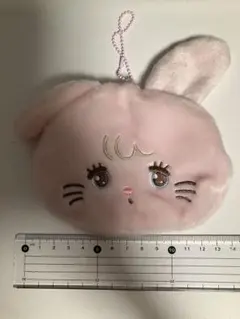 うさぎ フェイス型 ぬいぐるみ ポーチ ピンク