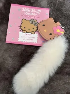 【美品】ハローキティ ふわふわファーチャームストラップ　ハイビスカス