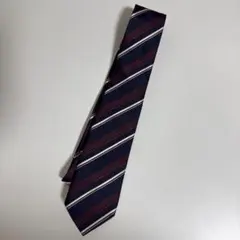 飛鳥未来高校指定ネクタイ　SANECTONE ストライプ　ネイビー/レッド