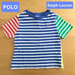 ポロマーク付きストライプTシャツ