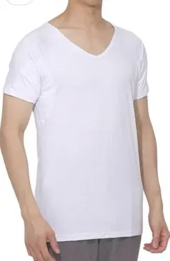 [back under] 脇汗 インナー メンズ 半袖 VネックLサイズホワイト