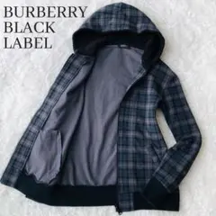 バーバリーブラックレーベル ボアパーカー ホース刺繍 ノバチェック 黒 綿 M