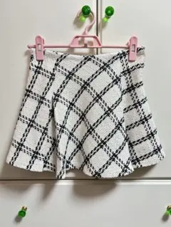 GRL ダイヤチェック柄ツイードフレアミニスカート