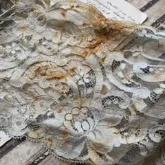 ジャンクジャーナル素材☆錆染めcottonレース▽▽▽3メートル 510 ジャンクジャーナル素材☆錆染フリフリコットンレース3メートル480
