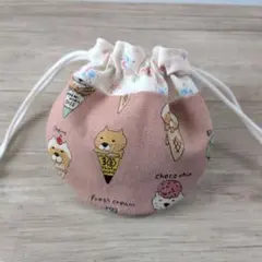 ハンドメイド まるいミニ巾着 (ネコ チェック 水玉) - メルカリ