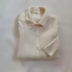 UNIQLO リブポロカーディガンXL ホワイト【Women】