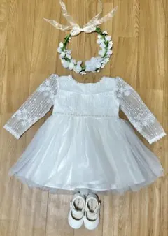 【美品】ベビードレス セレモニードレス ドレスセット ホワイト 結婚式 誕生日
