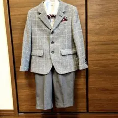 ELLE 男児 120cmフォーマルスーツ チェック柄 グレー系