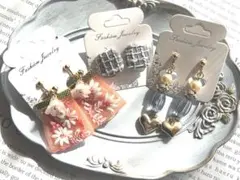 □ ハンドメイドイヤリング 3点セット まとめ売りS_No.055 □