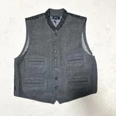【日本製】ウールベスト ウール100% シルク混 クラシックベスト L〜XL