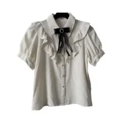 量産　地雷　リボン付きホワイトブラウス