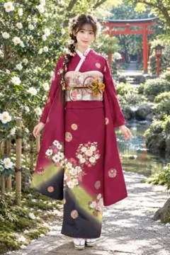 振袖フルセット、鈴乃屋正絹別誂襦袢、成人式、重ね衿、帯揚げ帯締め、西陣袋帯