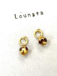 5点で450円引き ハンドメイドピアス 樹脂ピアス 一粒ピアス ブラウン