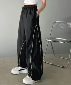 【Java】パイピングライン ナイロンパンツ ブラック M