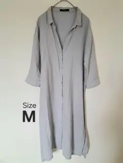 Gleeful シャツワンピース ライトグレー 七分袖 春夏 ゆったり
