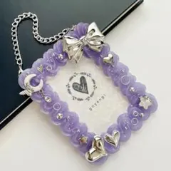 【1142】デコ トレカケース キーホルダー B8 青 紫