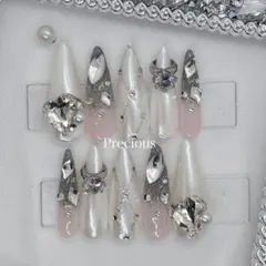 ネイルチップ オーロラ フレンチガーリー フラッシュ キルティング リング 韓国