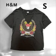 H&M グラフィックTシャツ ブラック チョーカー風デザイン イーグル プリントのサムネイル
