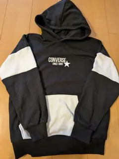 CONVERSE フード付きパーカー ブラック/ホワイト　150