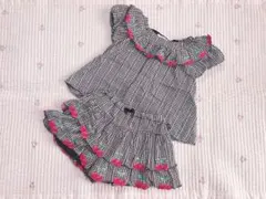 メゾピアノ チェリー セットアップ ギンガムチェック ブラック