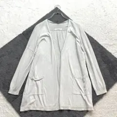 ドゥアルシーヴ【F】グレー ロングカーディガン ポケット付き 薄手 春秋 羽織