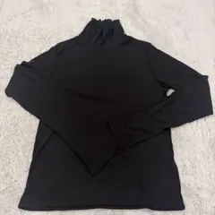ソフトリブタートルネックT ブラック